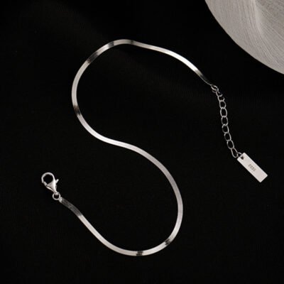 Artificial Minimalist Silver Color Snake Chain Anklet