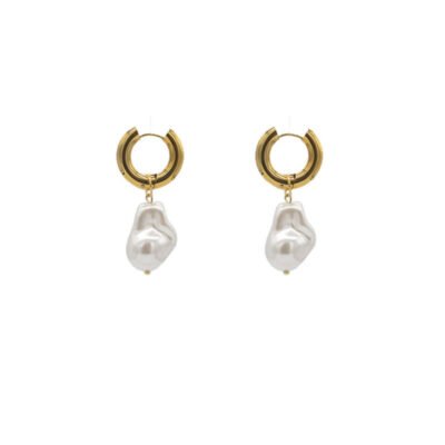 Artificial Baroque Pearl Pendant Earrings with Stainless Steel Ear Buckle