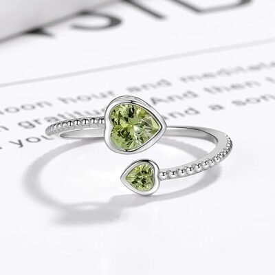 Adjustable 925 Sterling Silver Birthstone Rings for Women