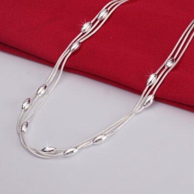 Artificial 925 sterling silver Charms beads Necklace