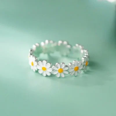 Artificial Korean Style Flower Rings For Women Sweet Girls